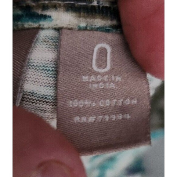 CHICOS Womans Roll Tab 3/4 Sleeve Knit TOP‎ Tan Teal Purple Tunic Sz 0 Small - Picture 9 of 10